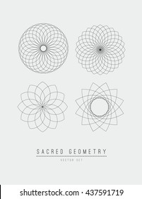 Seed of life - tube torus. Flower of Life. Sacred Geometry. Symbol of Harmony and Balance. Vector Illustration.Hypnotic Eye basic element.