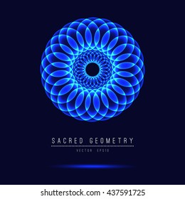 Seed of life - tube torus. Flower of Life. Sacred Geometry. Symbol of Harmony and Balance. Vector Illustration.Hypnotic Eye basic element.