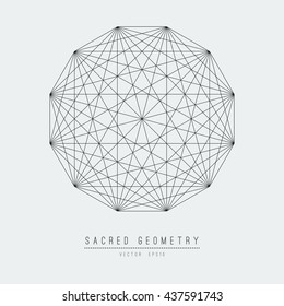 Seed of life - tube torus. Flower of Life. Sacred Geometry. Symbol of Harmony and Balance. Vector Illustration.Hypnotic Eye basic element.