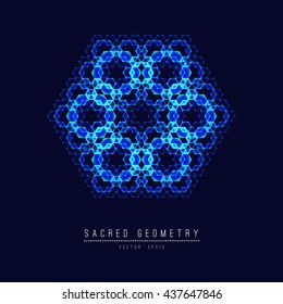 Seed of life - tube torus. Flower of Life. Sacred Geometry. Symbol of Harmony and Balance. Vector Illustration.Hypnotic Eye basic element.