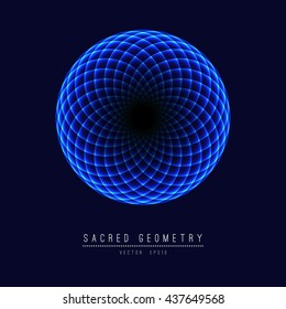 Seed of life - tube torus. Flower of Life. Sacred Geometry. Symbol of Harmony and Balance. Vector Illustration.Hypnotic Eye basic element.