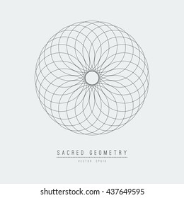 Seed of life - tube torus. Flower of Life. Sacred Geometry. Symbol of Harmony and Balance. Vector Illustration.Hypnotic Eye basic element.