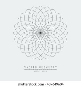 Seed of life - tube torus. Flower of Life. Sacred Geometry. Symbol of Harmony and Balance. Vector Illustration.Hypnotic Eye basic element.