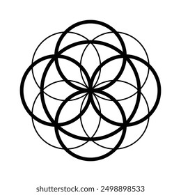 Seed of life vector, sacred geometry tattoo symbol