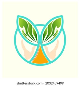 seed logo with hand bring the butterfly