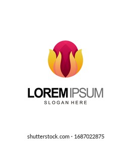 Saatlogo mit Blattdesign und Vektorillustration von Vorlagen
