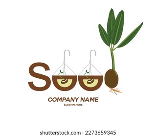 das Samen-Logo mit dem Buchstaben E hinter und gab ein sprout.sehr geeignet für Ihre Firma.