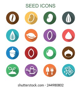 seed long shadow icons, flat vector symbols