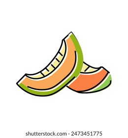 seed melon slice cantaloupe color icon vector. seed melon slice cantaloupe sign. isolated symbol illustration