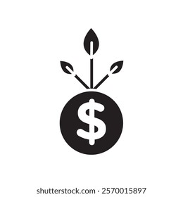 Seed money icon black and white vector outline sign