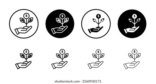 Seed money icon Flat outline fill set collection