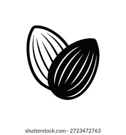 Icono mínimo de semillas o nueces que representa la naturaleza y los alimentos orgánicos. Antecedentes incluidos.