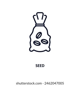 seed outline icon. Thin line icon from agriculture farming and gardening collection. Editable vector isolated on white background
