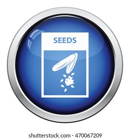Seed pack icon. Glossy button design. Vector illustration.