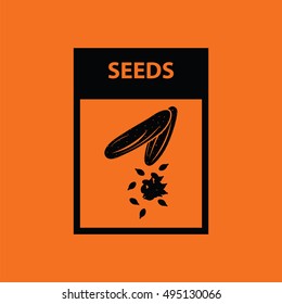 Seed pack icon. Orange background with black. Vector illustration.
