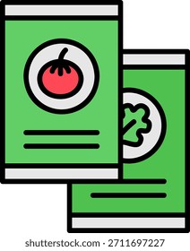 Pacotes Semeados com Ícone de Tomate e Alface