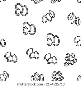 Seed Plant Agriculture Culture Vector Seamless Pattern Thin Line Illustration