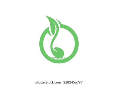 Seed Plant grow in the letter O logo design template element vector