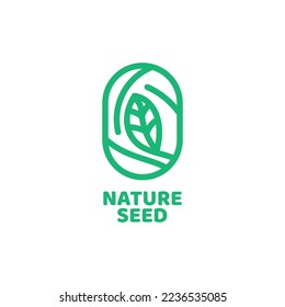 seed plant nature round oval logo concept design illustration