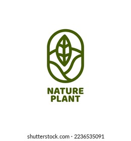 seed plant nature round oval logo concept design illustration