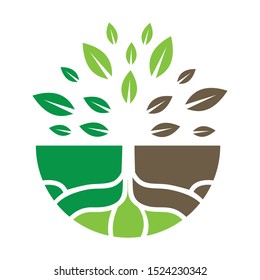 Seed plant root logo icon illustration