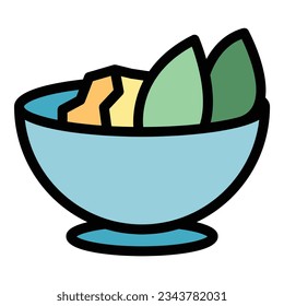 Seed salad icon outline vector. Vegan meat. Bean based color flat