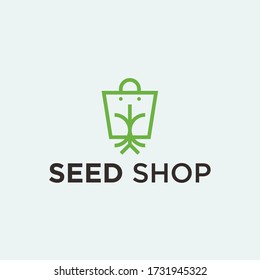 seed shop logo design vector silhouette illustration on white background