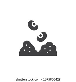 Saatgut und Vektorillustration des Bodens. volles Flachzeichen für mobiles Konzept und Webdesign. Samen-Symbol anpflanzen. Agrarsymbol, Logo-Abbildung. Vektorillustration-Grafiken