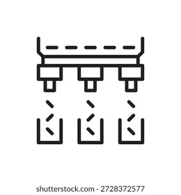 Seed sorting machine icon. Agricultural precision and harvest quality control, representing optical sorters, automated seed cleaning, industrial ag-tech equipment, and high-yield crop preparation.