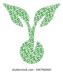Seed Sprout composition of american dollars. Vector dollar currency symbols are organized into seed sprout composition.