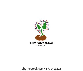 Seed Sprout Digital Pixel Icon Logo Design Element