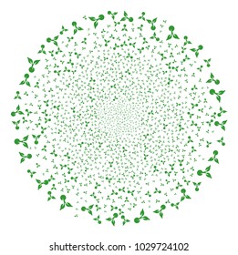 Seed Sprout explosion circle. Object pattern combined from random seed sprout pictographs as exploding sphere. Vector illustration style is flat iconic symbols.