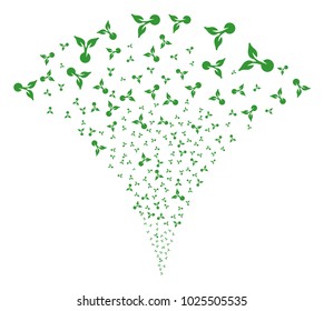 Seed Sprout explosion fountain. Vector illustration style is flat iconic symbols. Object fountain done from random pictograms as seed sprout fireworks.