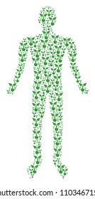 Seed sprout human avatar. Vector seed sprout icons are grouped into person mosaic.