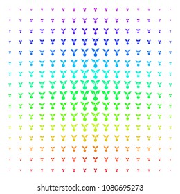 Seed Sprout icon spectral halftone pattern. Vector seed sprout items organized into halftone grid with vertical rainbow colors gradient. Designed for backgrounds, covers and abstract concepts.