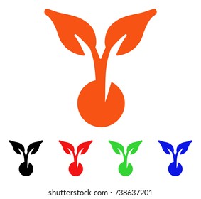 Seed Sprout icon. Vector illustration style is a flat iconic seed sprout symbol with black, orange, red, green, blue color variants. Designed for web apps and software interfaces.