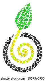 Seed Sprout mosaic of dots in different sizes and color hues. Circle dots are grouped into seed sprout vector mosaic. Vector illustration.