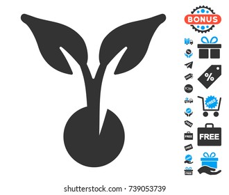 Seed Sprout pictograph with free bonus clip art. Vector illustration style is flat iconic symbols.