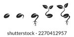 Seed sprouting icon set. sprout, planting, seeds germination and agriculture symbols. isolated vector images in simple style
