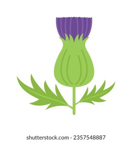 Seed thistle icon flat vector. Stem marian. Flower plant isolated