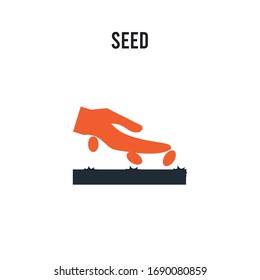 Seed vector icon on white background. Red and black colored Seed icon. Simple element illustration sign symbol EPS