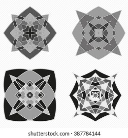 Seed vector life. Vector circular geometric pattern. Religious painting. Interlacing of thin black and white lines.