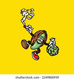 Unkraut-Vektor-Rauchgelenk mit Krautkartoon