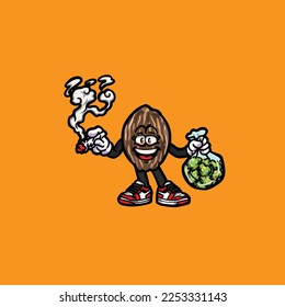 seed weed vector smoking joint hold nug weed cartoon