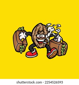 seed weed vector smoking joint hold nug weed cartoon
