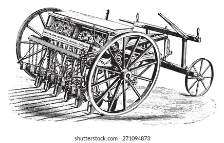 Seeder Smyth, vintage engraved illustration. Industrial encyclopedia E.-O. Lami - 1875.
