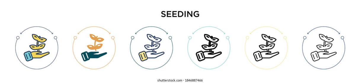 Seeding icon in filled, thin line, outline and stroke style. Vector illustration of two colored and black seeding vector icons designs can be used for mobile, ui, web