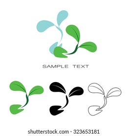 Seeding icon -  icon seeds sprout vector silhouette set. Healthy food symbol. Flat design graphic. Eco farm product sign. Green concept. Eps 10. Isolated.