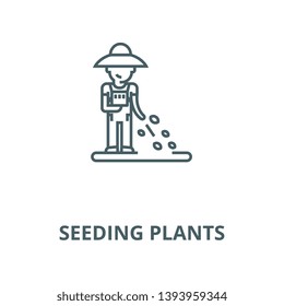 Seeding plants vector line icon, linear concept, outline sign, symbol