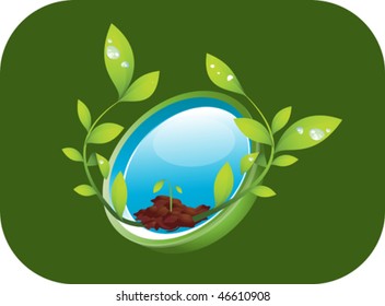 seedling and blue button